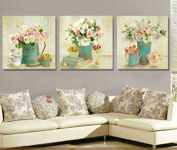 bán tranh treo tường hoa cổ điển 3 bức tại tpchm